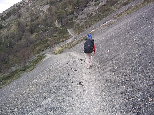Backpacker Near Torres del Paine, Chile