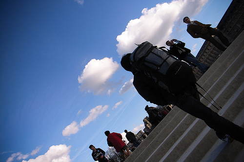 A Backpacker Walking in Paris