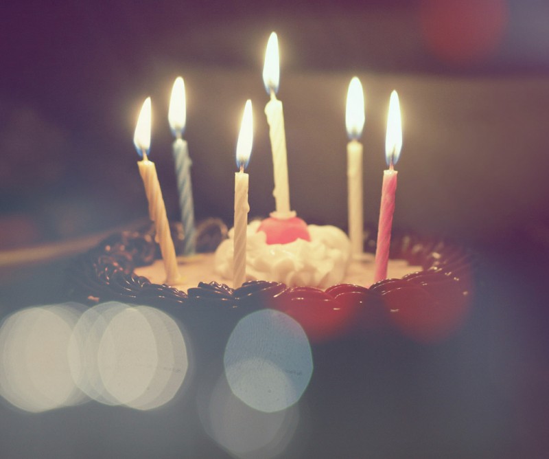 Candles on a Birthday Cake (closeup)