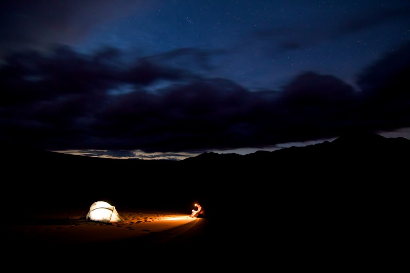 Solo camping at night in Colorado