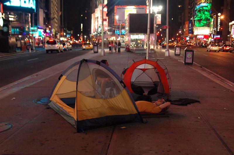 Camping in Times Square, New York City