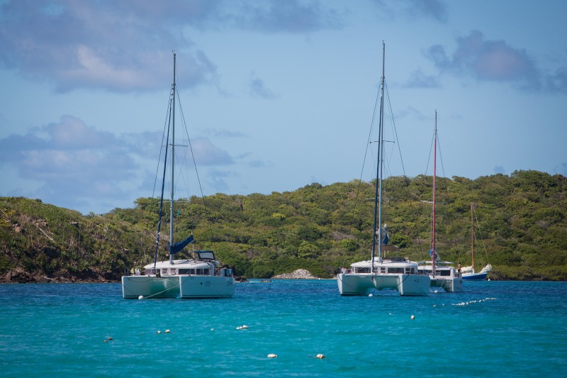 Catamarans in the Tobago Cays