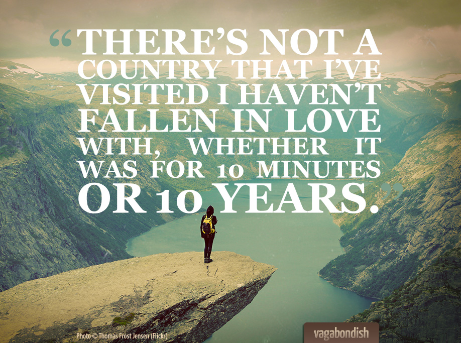 Travel quote on falling in love with a destination