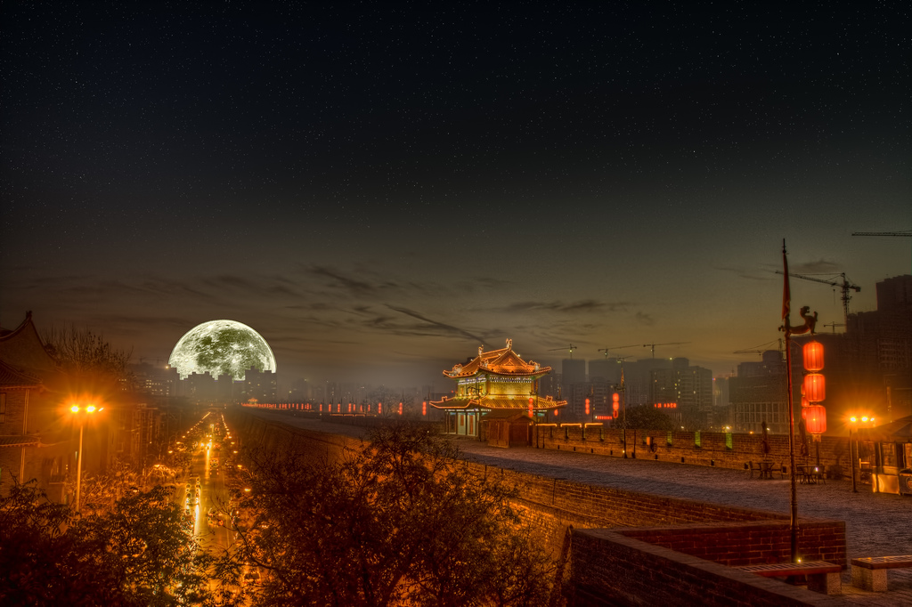 Full Moon Over Xi'an, China