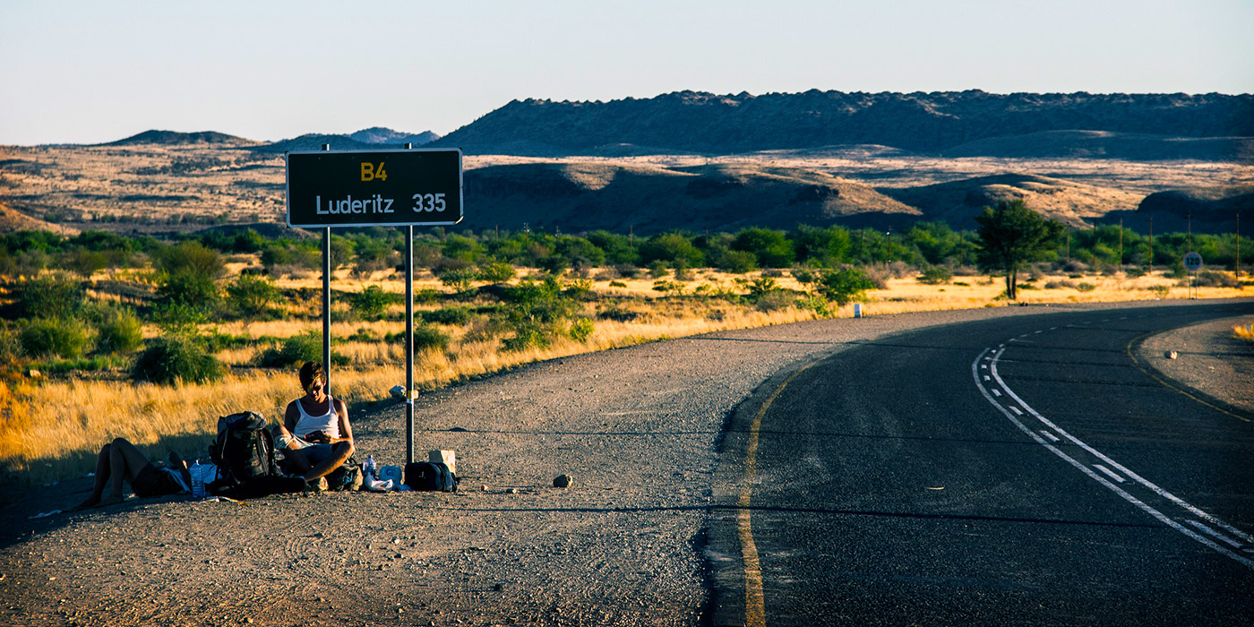 Hitchhiking in Namibia, Africa