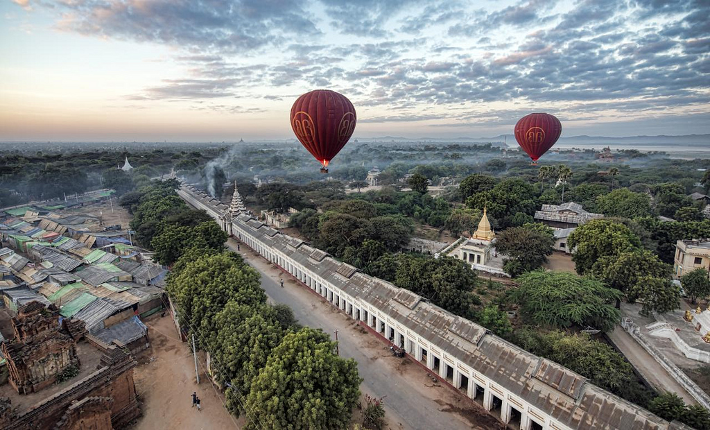 Hot air balloons over Myanmar