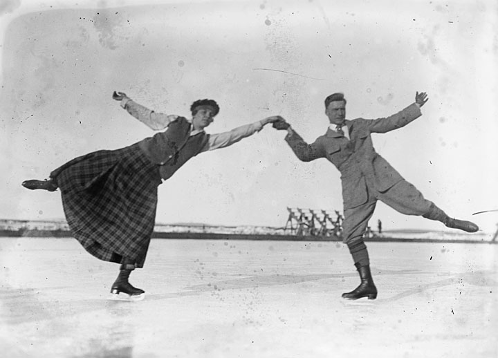 Vintage ice skating couple
