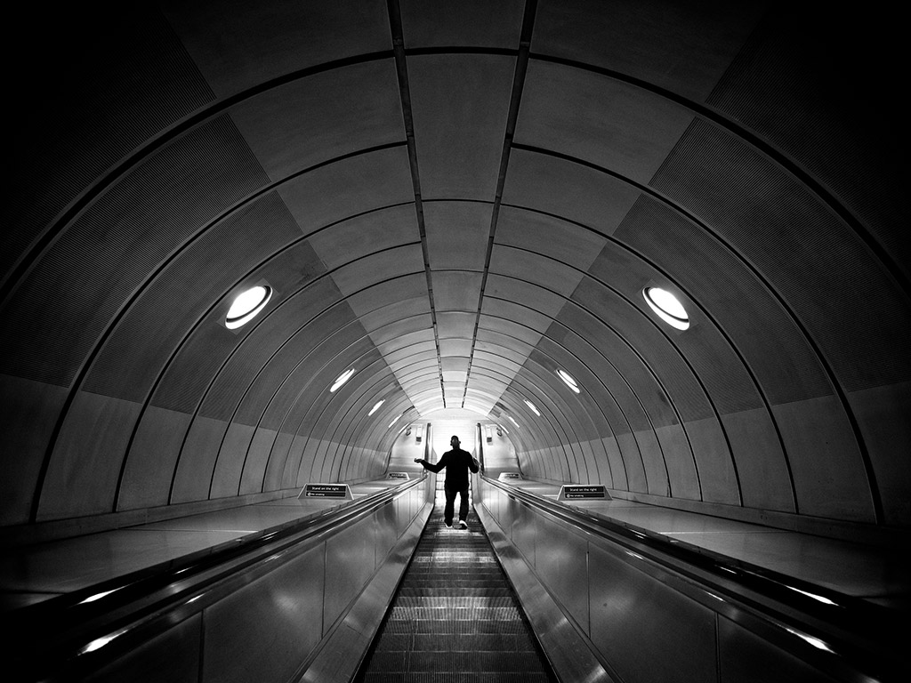 Silhouette of Man in London Subway