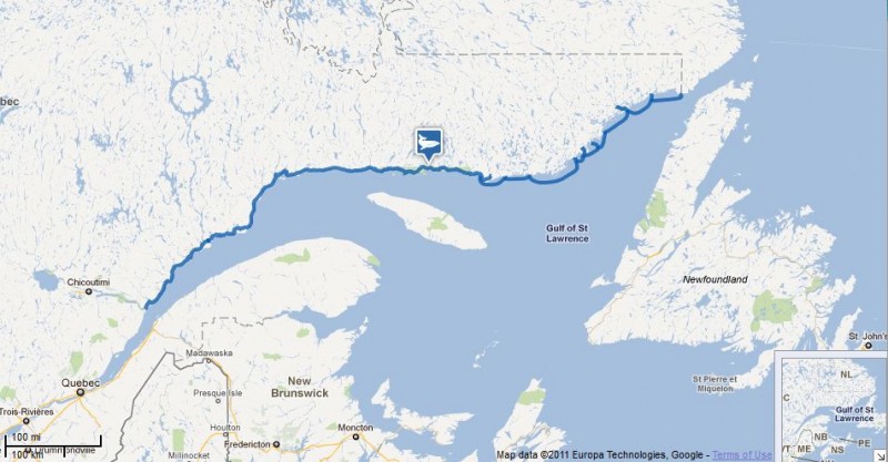Map of the Route de Baleines (Whale Route), Quebec