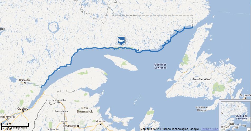 Map of the Route de Baleines (Whale Route), Quebec