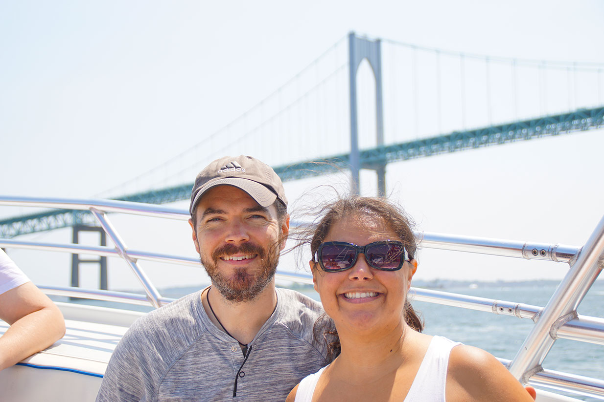 Mike and Kelsey in Front of the Newport Bridge