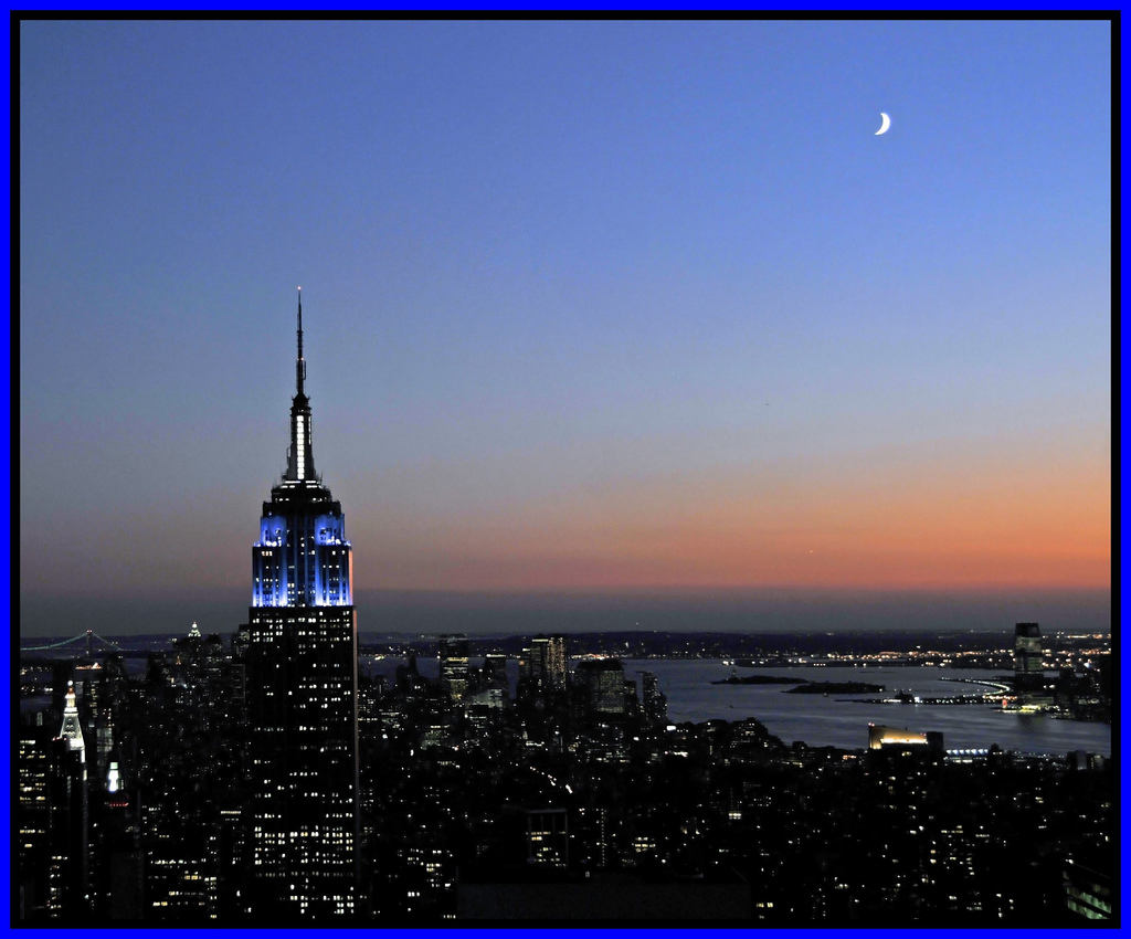 Moon Over the Empire State Building, New York City