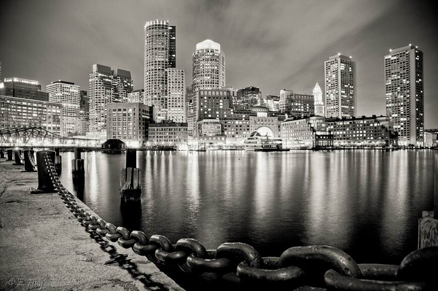 Boston Harbor at Night, Massachusetts