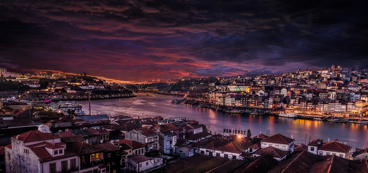 Night Skyline in Porto, Portugal