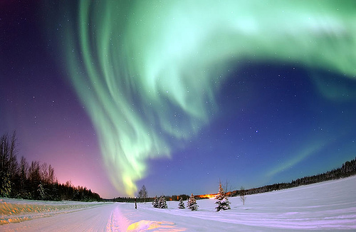 Northern Lights seen from Eielson Air Force Base in Alaska