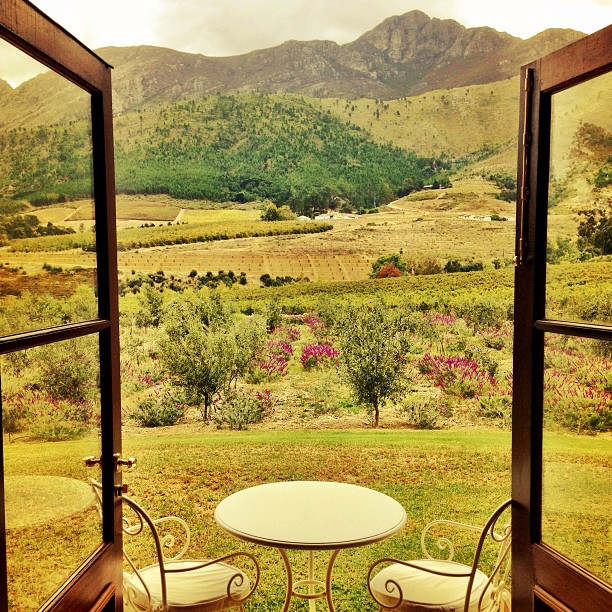 View from Guestroom Patio at La Residence Hotel, Franschhoek, South Africa