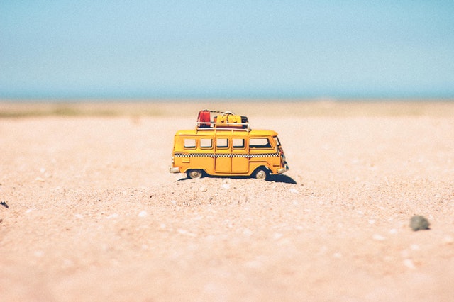Miniature van in the sand