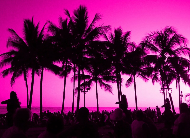 Pink Sunset, Waikiki Beach, Hawaii