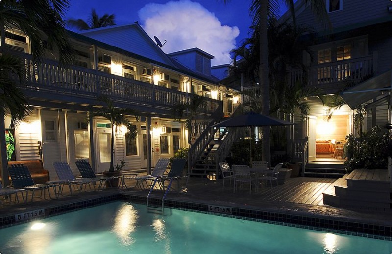 Night by the pool at Eden House, Key West