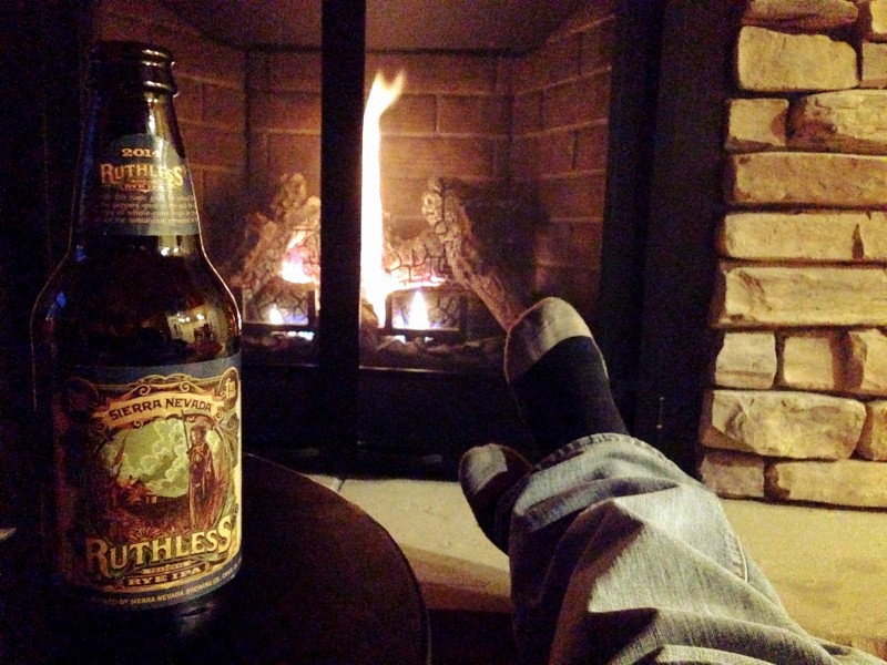 Relaxing by the Fireplace at Sierra Nevada Resort, Mammoth Lakes, California