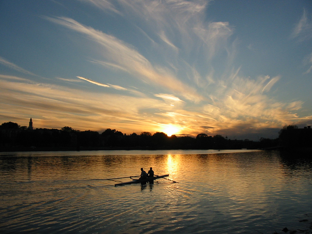 Rowing on the Charles River, Cambridge, MA