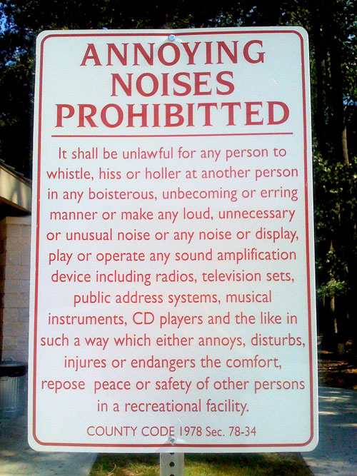 Sign: Annoying Noises Prohibited, Georgia