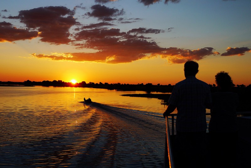 Silhouettes at Sunset Aboard the Zambezi Queen, Chobe River, Botswana, Africa