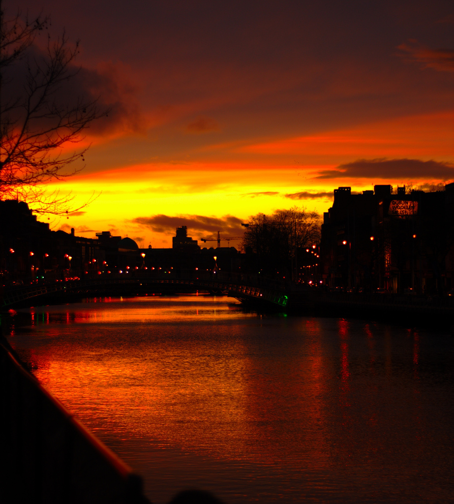 Sunset Over the River Liffey, Dublin, Ireland