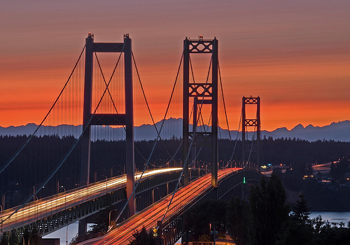 Tacoma Narrows Bridge Washington State United StatesTravel Advertisement Poster 
