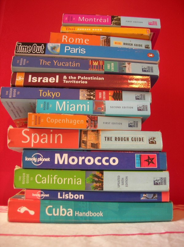 Stack of Travel Guidebooks