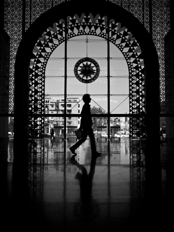 Traveler's Silhouette in the Marrakech Railway Station
