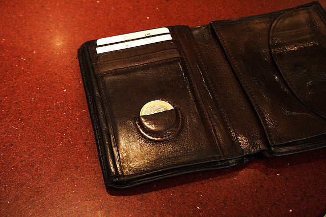 Closeup of a black wallet
