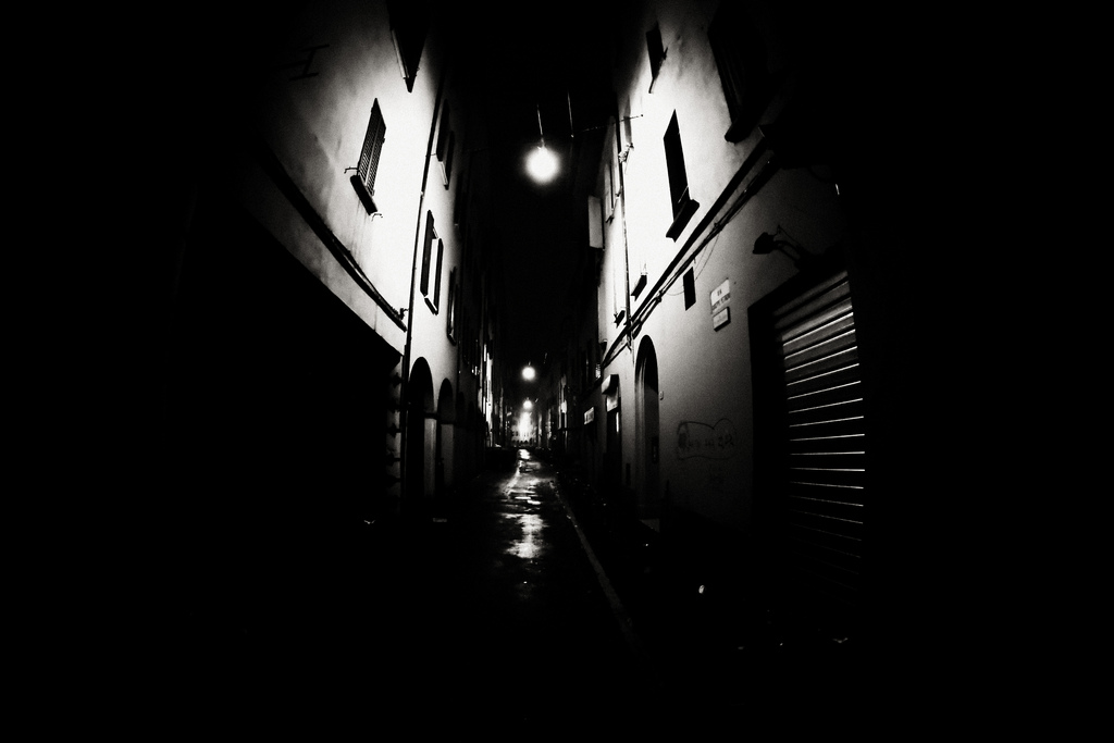 Dark streets of Bologna, Italy